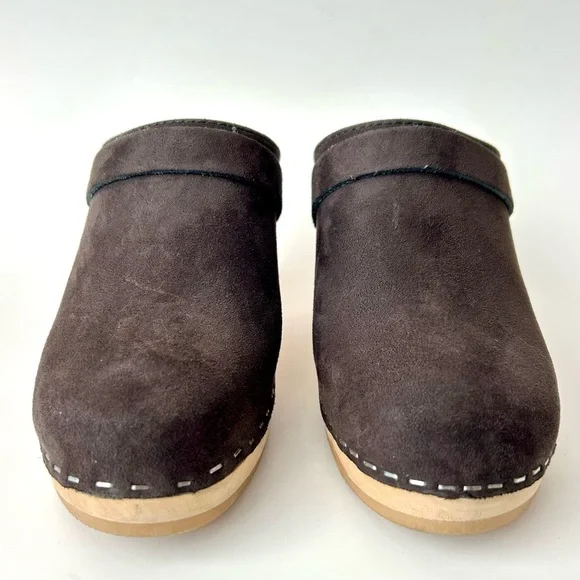 Maguba Anthropologie Stockholm Clogs Black Nubuck Suede Swedish Size 37 - Picture 6 of 14